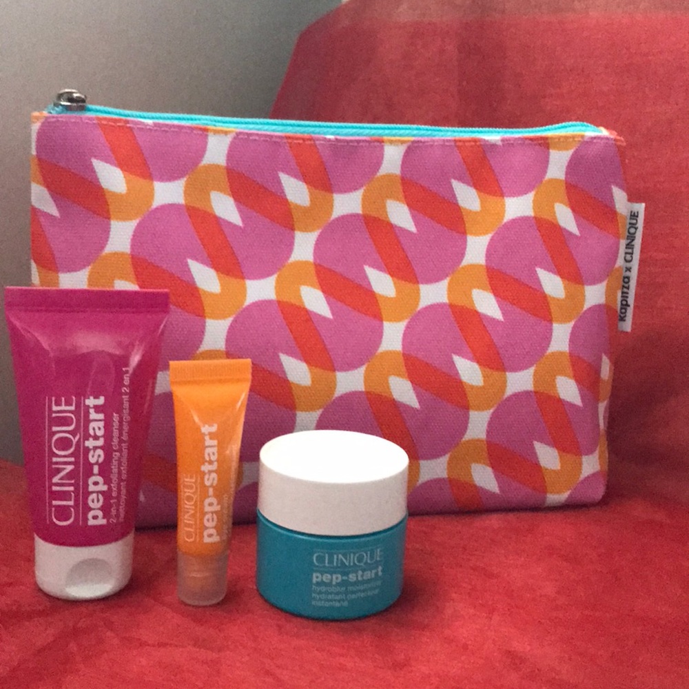 Clinique Pep Start with Kapitza x cosmetic bag